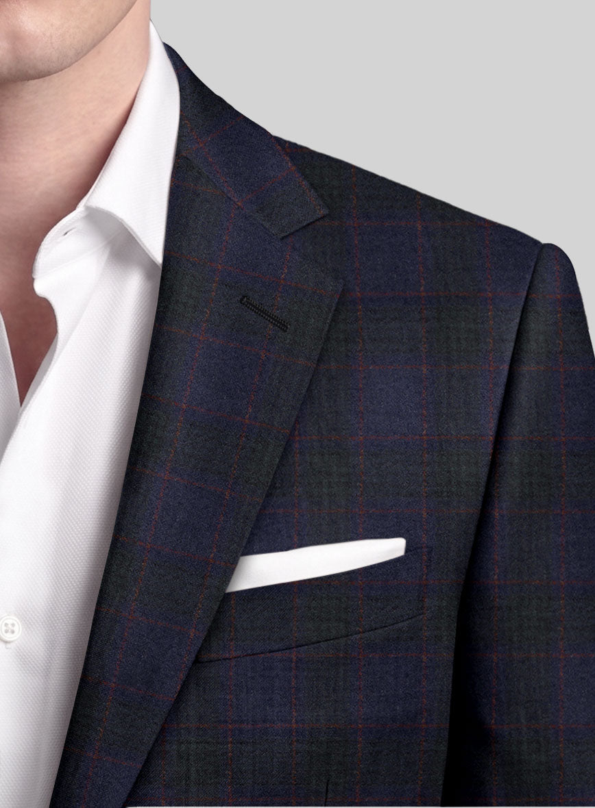 Italian Lark Indigo Blue Checks Flannel Suit - StudioSuits