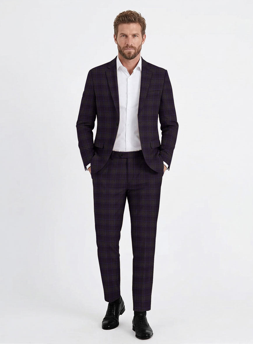 Italian Lark Purple Checks Flannel Suit - StudioSuits