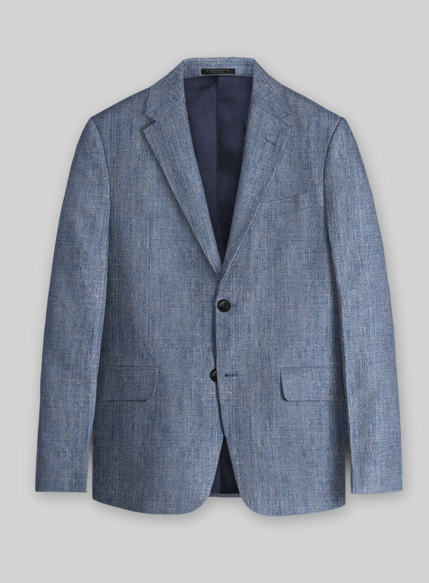 Italian Linen Artisanal Light Blue Jacket - StudioSuits