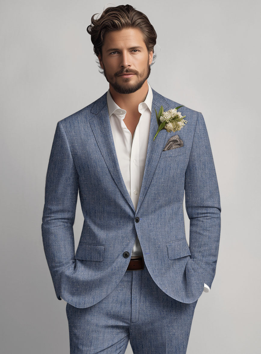 Italian Linen Artisanal Light Blue Jacket - StudioSuits