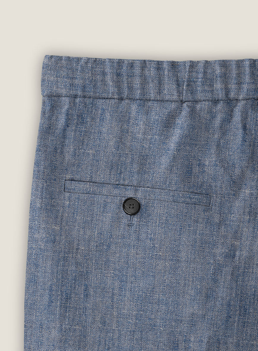 Italian Linen Artisanal Light Blue Shorts - StudioSuits