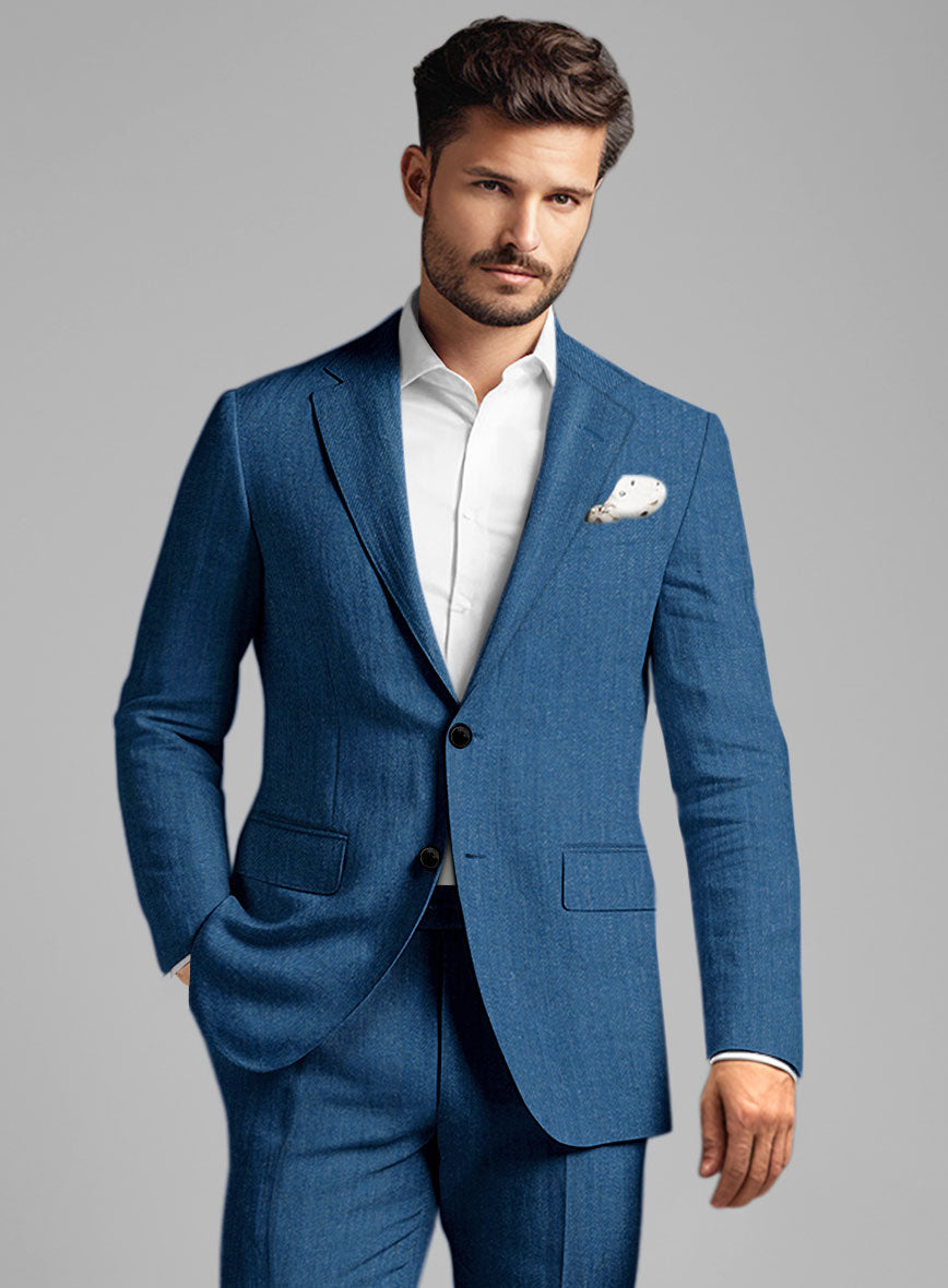 Italian Linen French Blue Jacket - StudioSuits
