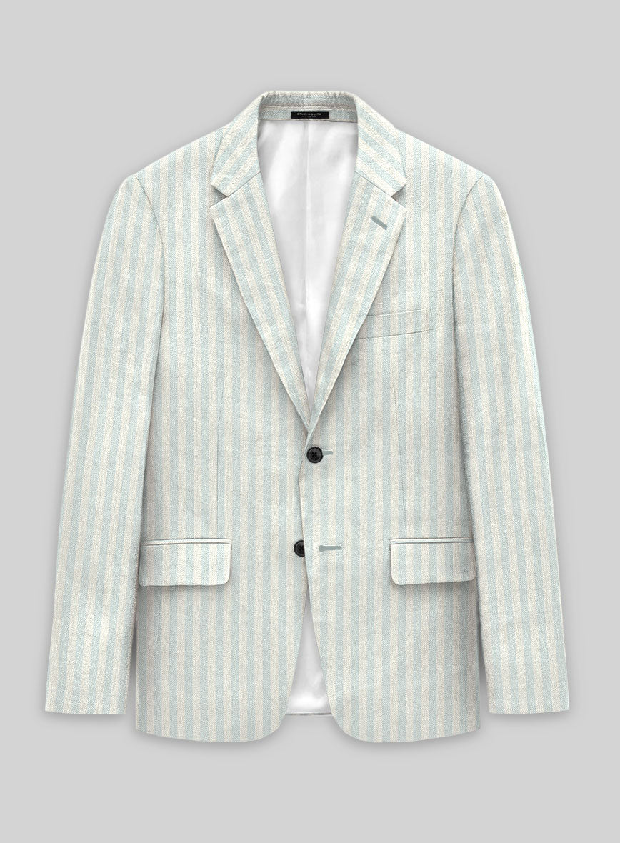 Italian Linen Maravio Herringbone Stripe Jacket - StudioSuits