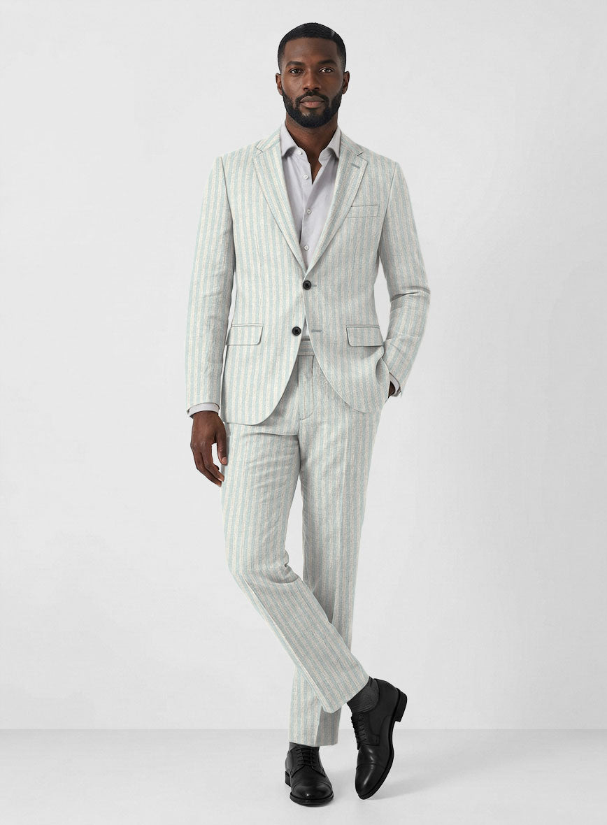 Italian Linen Maravio Herringbone Stripe Suit - StudioSuits