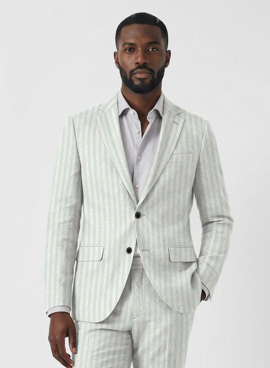 Italian Linen Maravio Herringbone Stripe Suit - StudioSuits