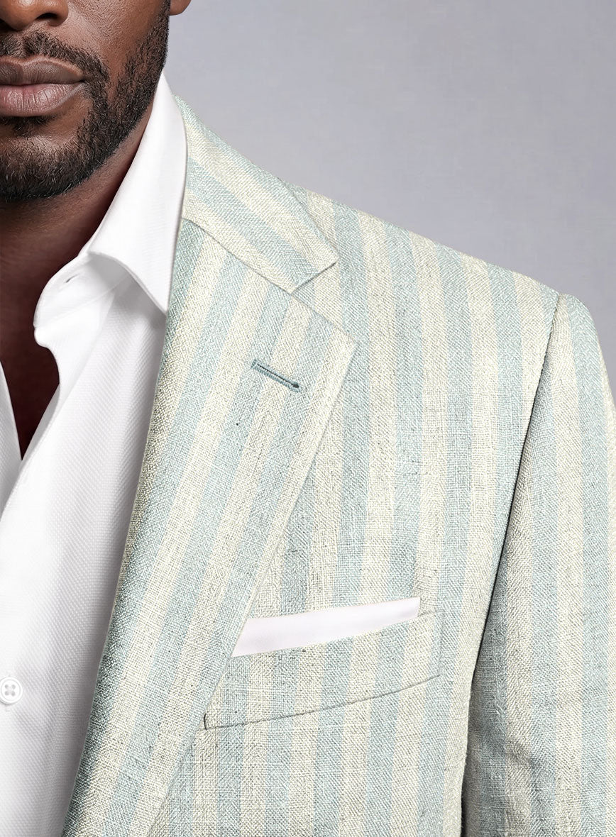 Italian Linen Maravio Herringbone Stripe Suit - StudioSuits