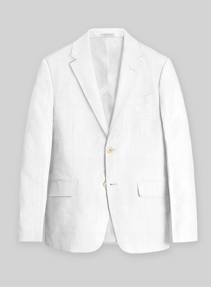 Italian Linen Marmelio Herringbone Jacket - StudioSuits