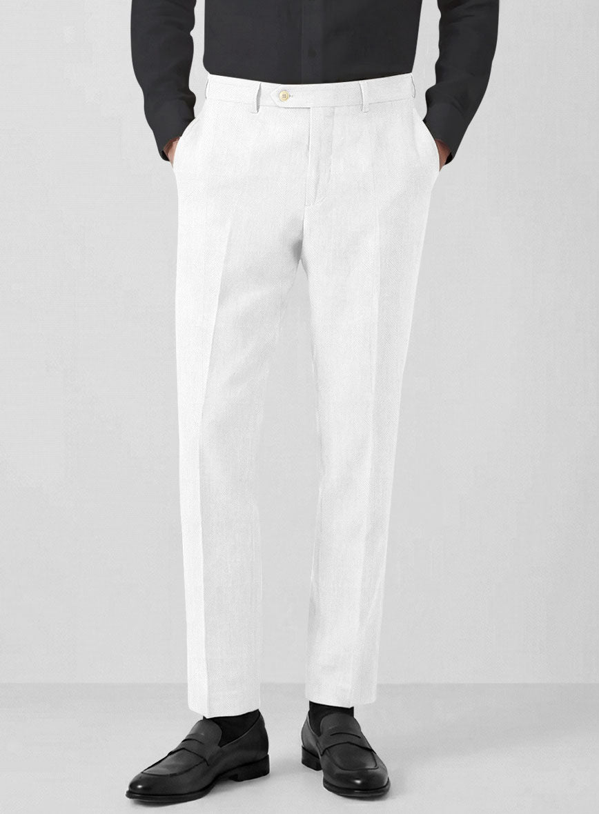 Italian Linen Marmelio Herringbone Pants - StudioSuits