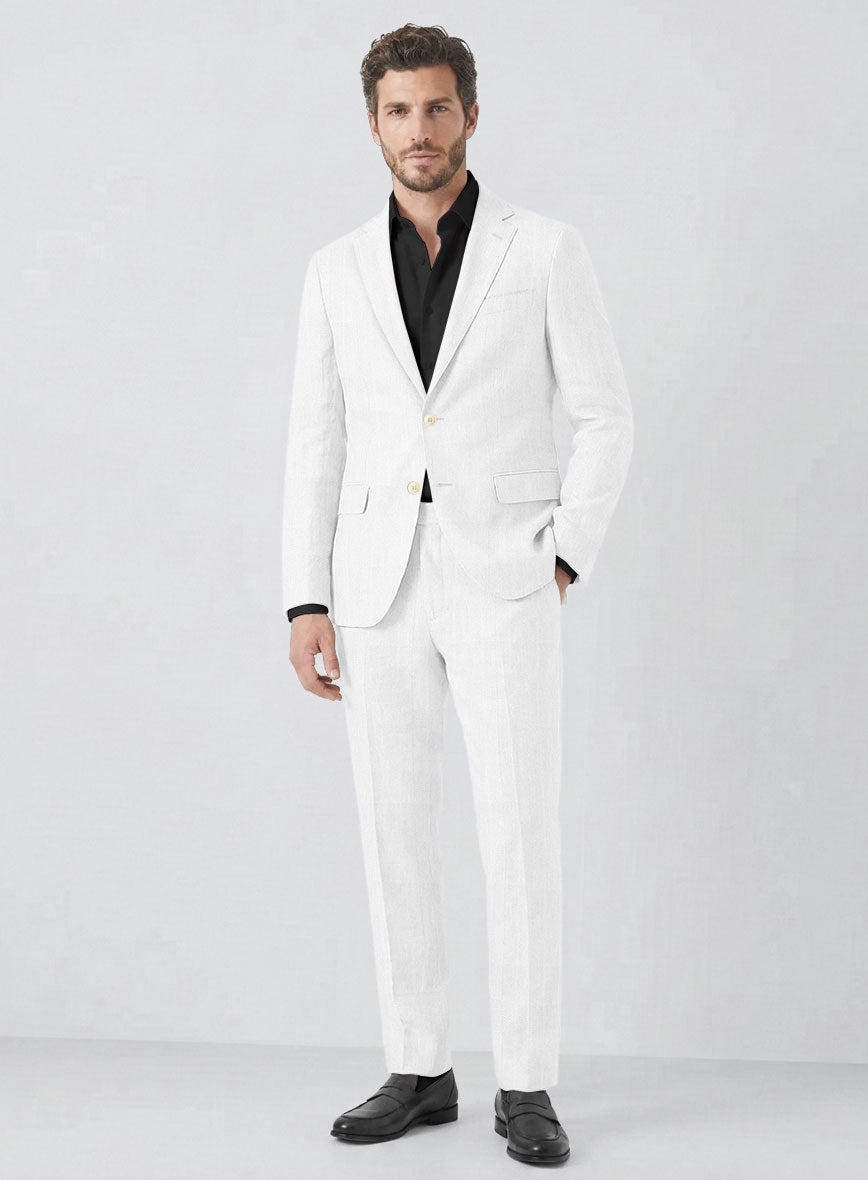 Italian Linen Marmelio Herringbone Suit - StudioSuits