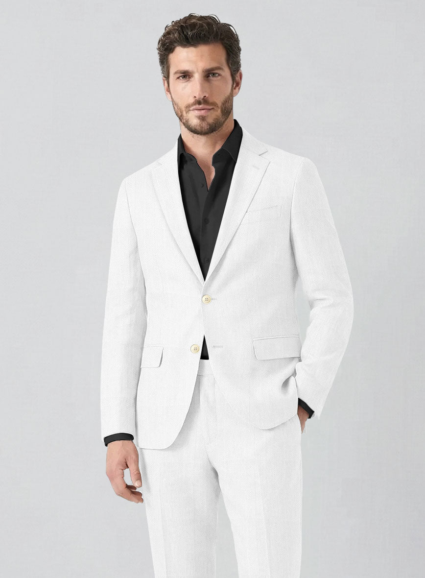 Italian Linen Marmelio Herringbone Suit - StudioSuits