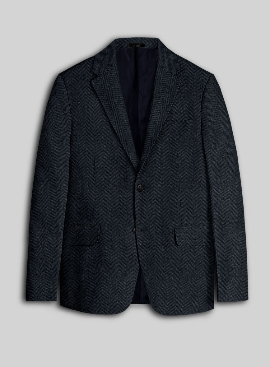 Italian Linen Vitorio Herringbone Jacket - StudioSuits