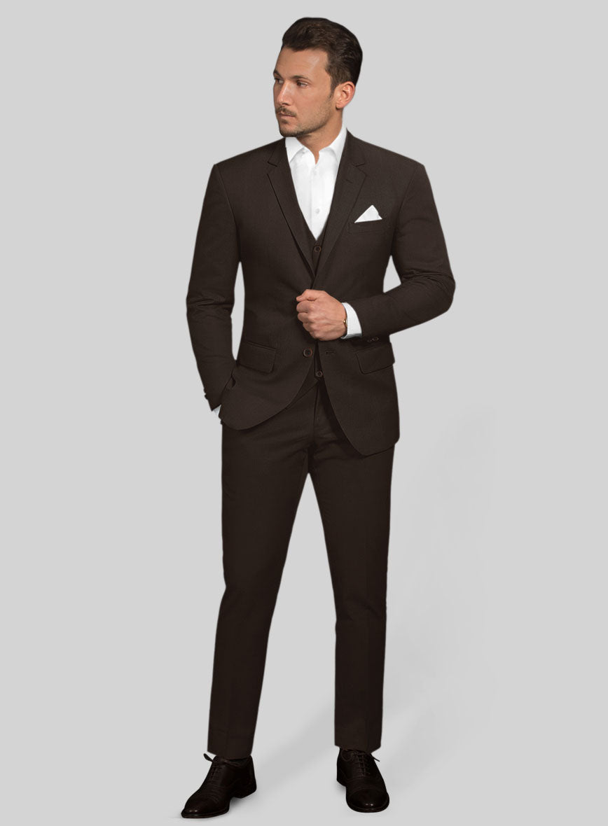 Italian Mocha Brown Cotton Stretch Suit - StudioSuits