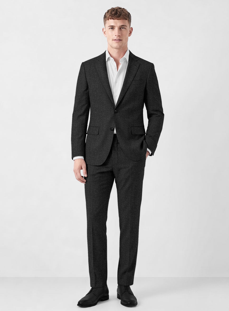 Italian Ombo Charcoal Birdseye Flannel Suit - StudioSuits