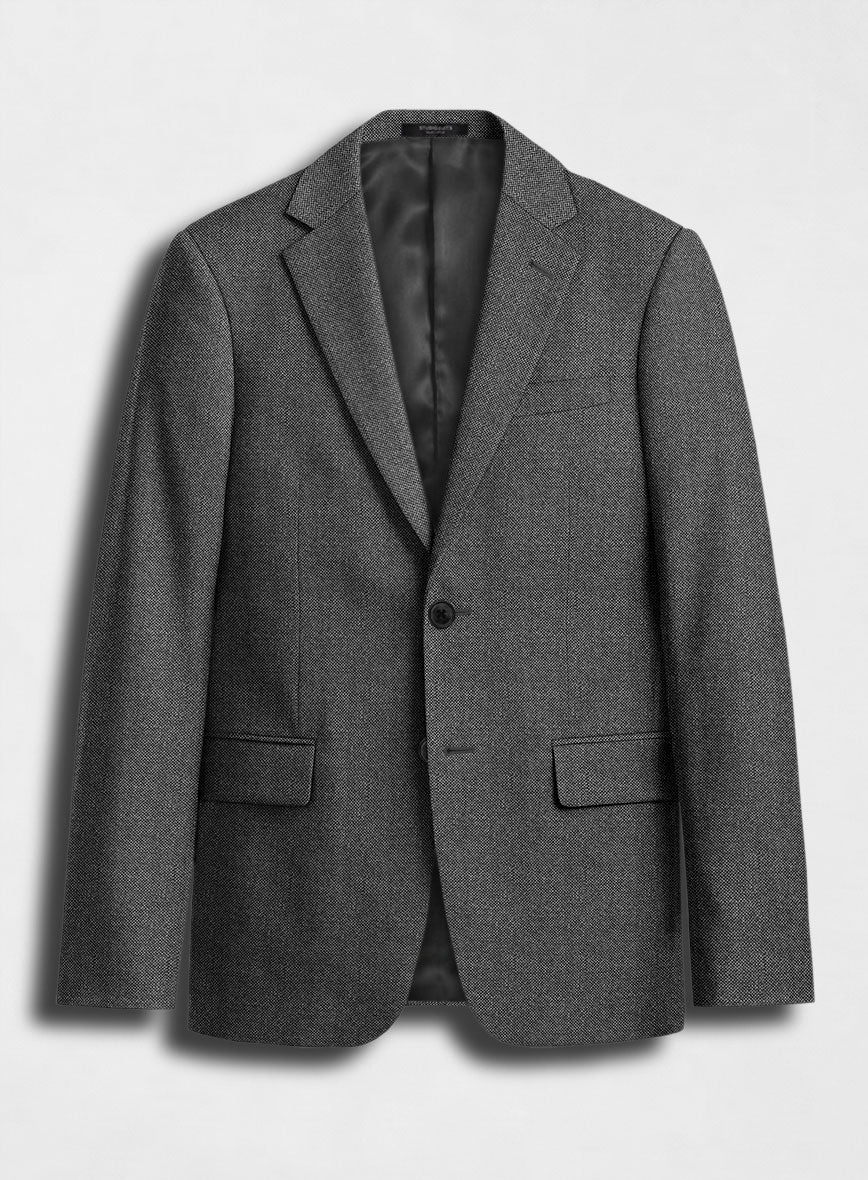 Italian Ombo Dark Gray Birdseye Flannel Jacket - StudioSuits