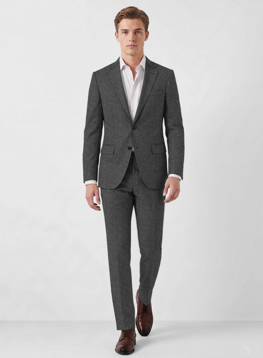 Italian Ombo Dark Gray Birdseye Flannel Suit - StudioSuits