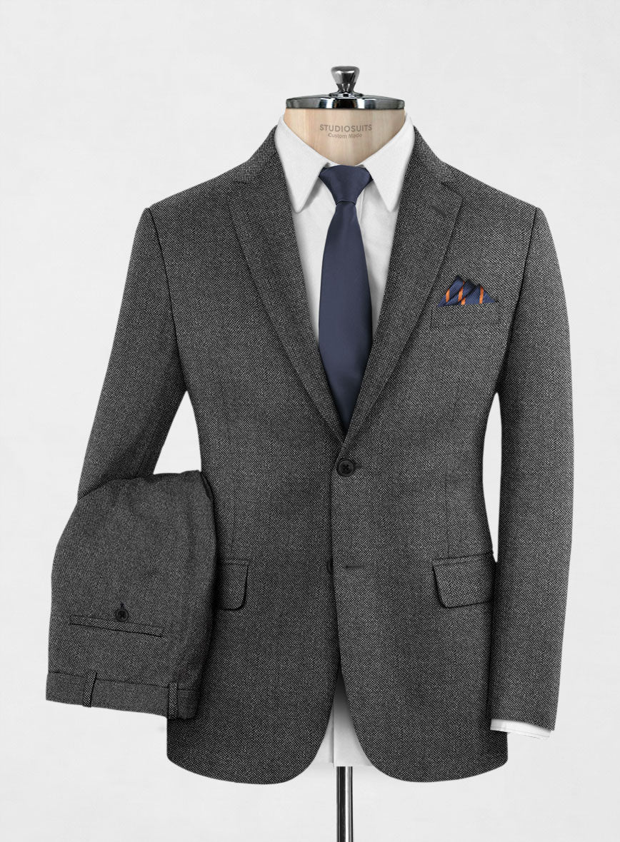 Italian Ombo Dark Gray Birdseye Flannel Suit - StudioSuits