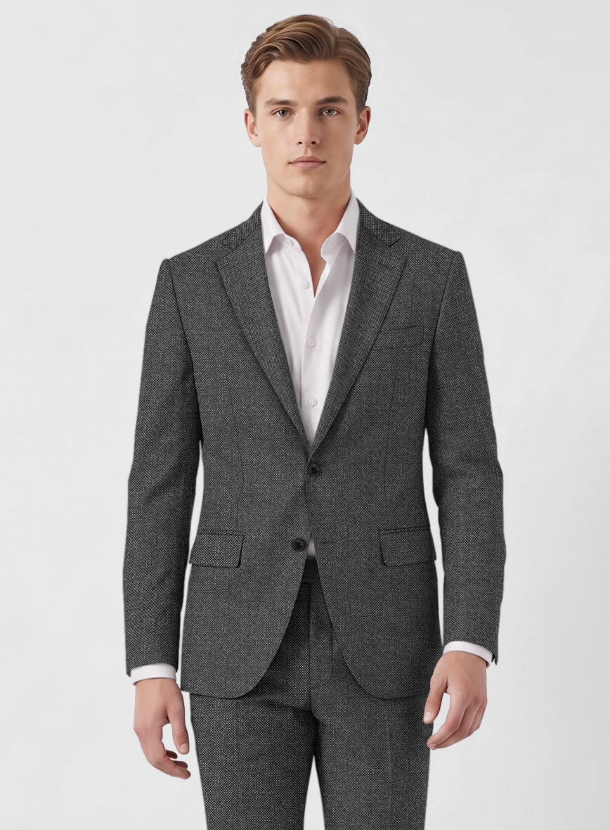 Italian Ombo Dark Gray Birdseye Flannel Suit - StudioSuits