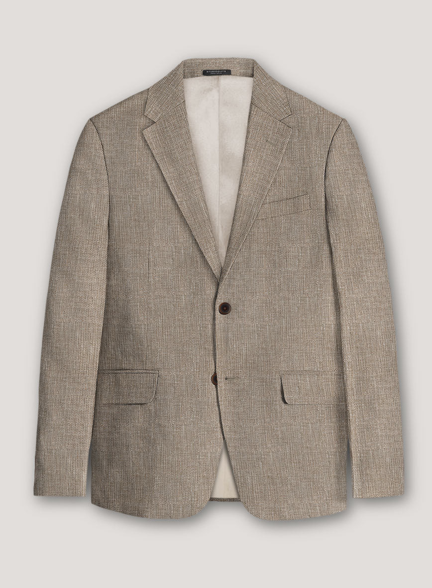 Italian Prato Brown Sharkskin Linen Suit - StudioSuits