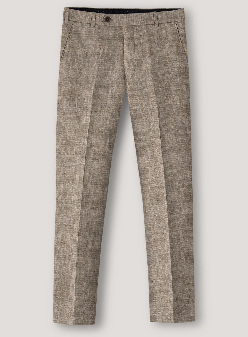 Italian Prato Brown Sharkskin Linen Suit - StudioSuits