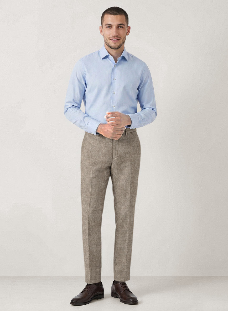 Italian Prato Brown Sharkskin Linen Suit - StudioSuits