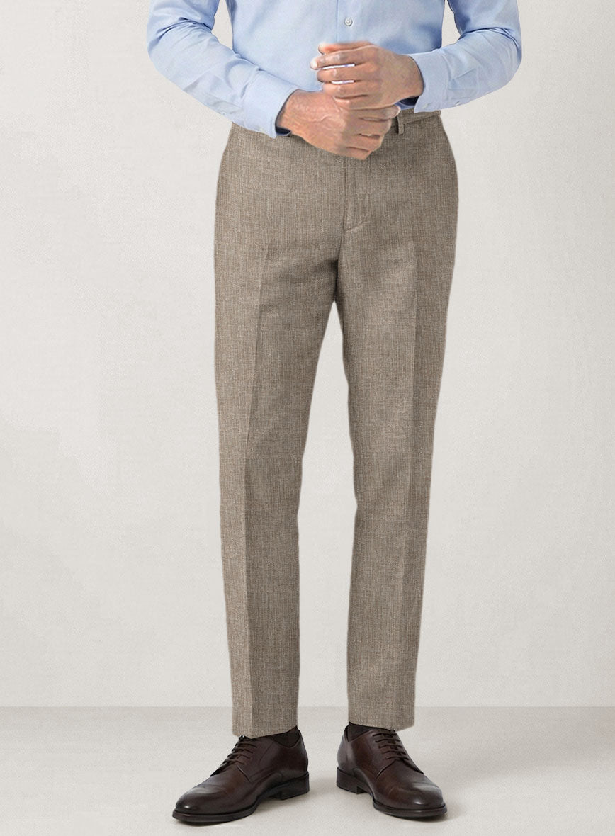 Italian Prato Brown Sharkskin Linen Suit - StudioSuits