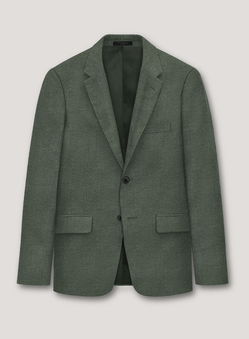 Italian Prato Green Dobby Linen Jacket - StudioSuits