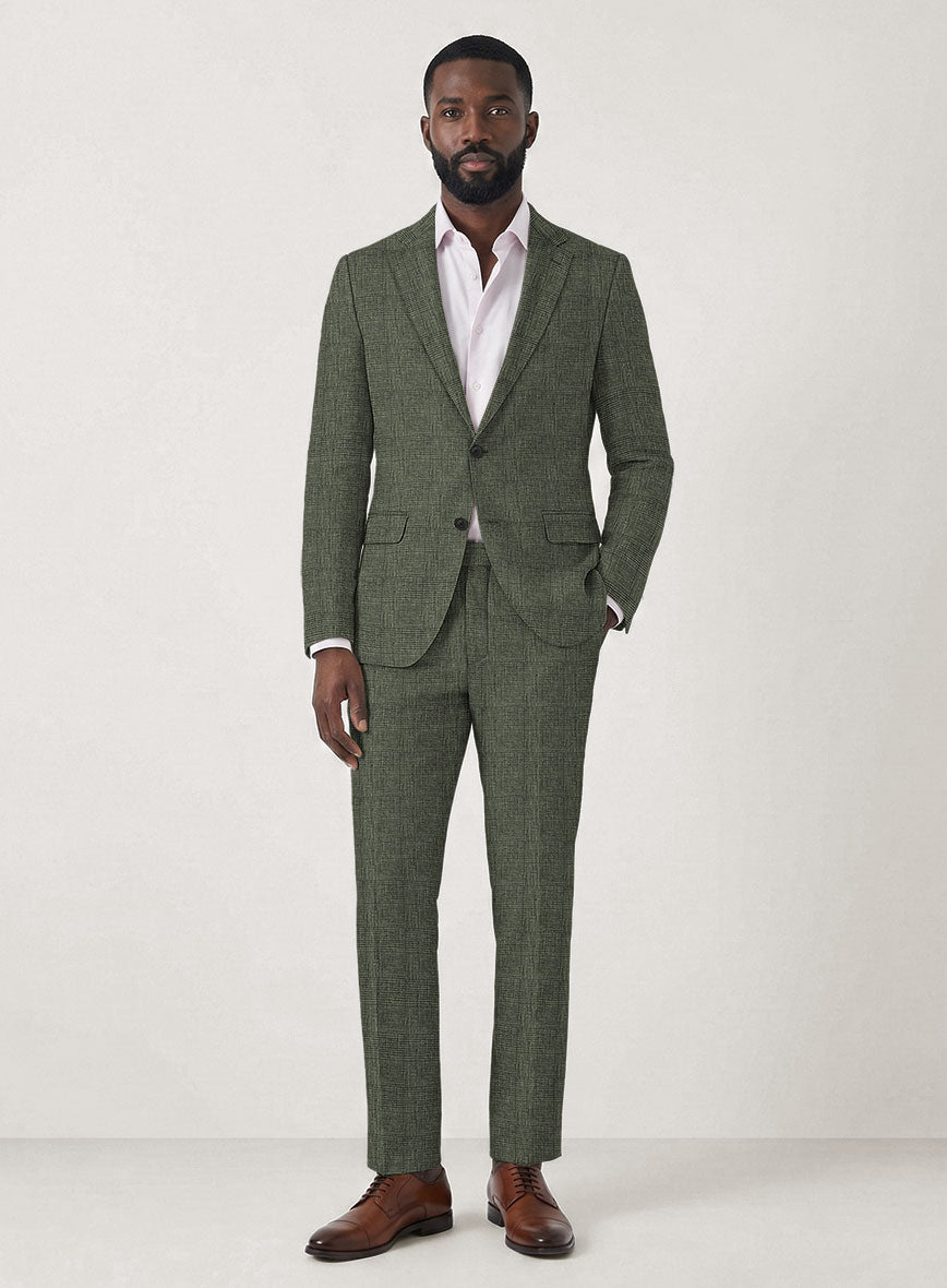 Italian Prato Olive Glen Linen Suit - StudioSuits