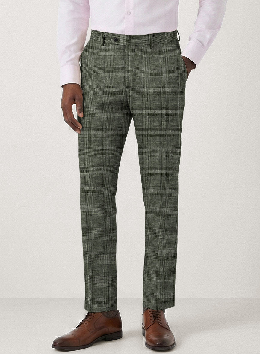 Italian Prato Olive Glen Linen Pants - StudioSuits