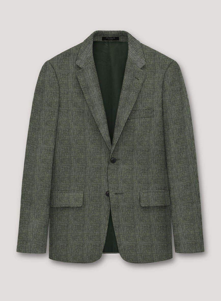 Italian Prato Olive Glen Linen Jacket - StudioSuits