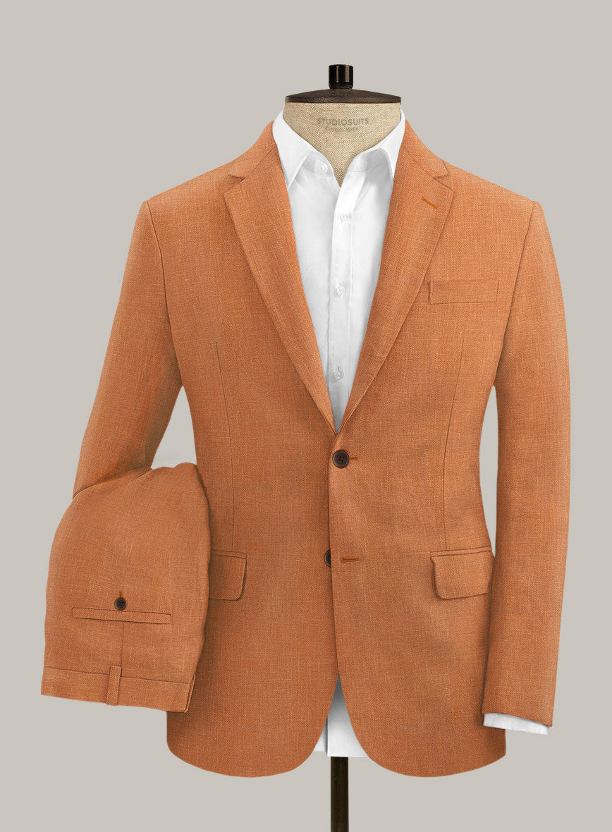 Italian Prato Orange Linen Suit - StudioSuits
