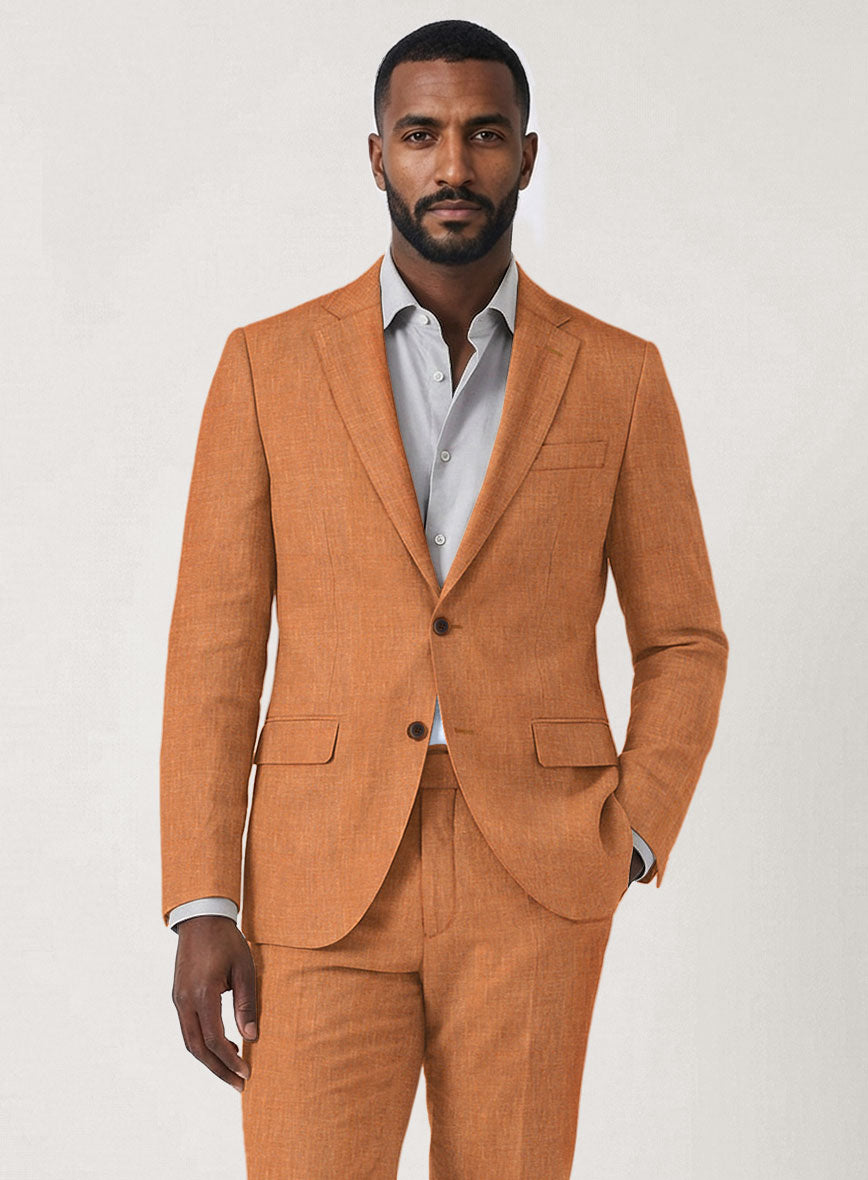 Italian Prato Orange Linen Suit - StudioSuits
