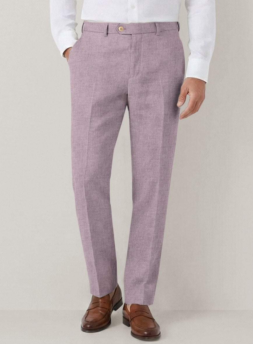 Italian Prato Orchid Mist Linen Pants - StudioSuits