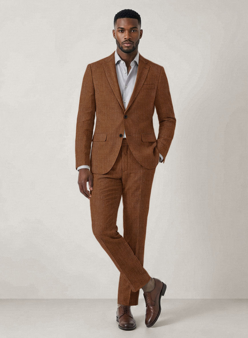 Italian Prato Rust Linen Suit - StudioSuits