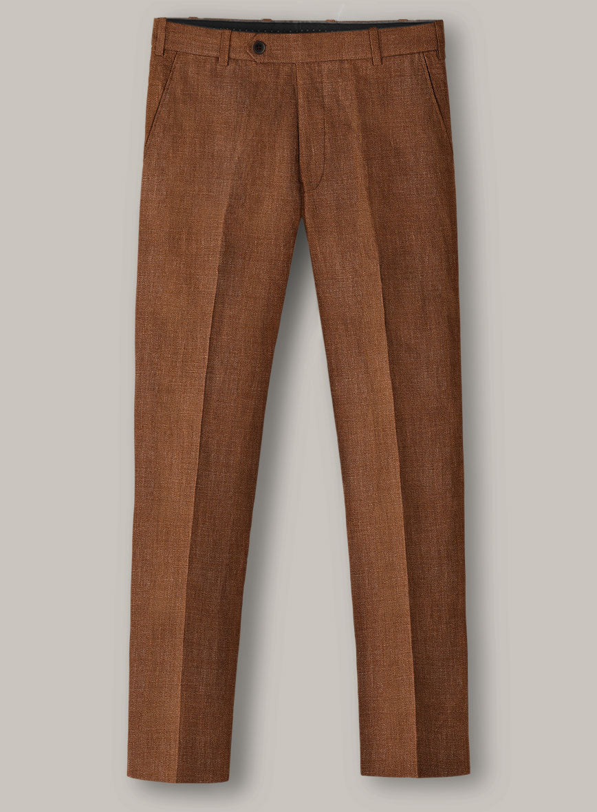 Italian Prato Rust Linen Pants - StudioSuits