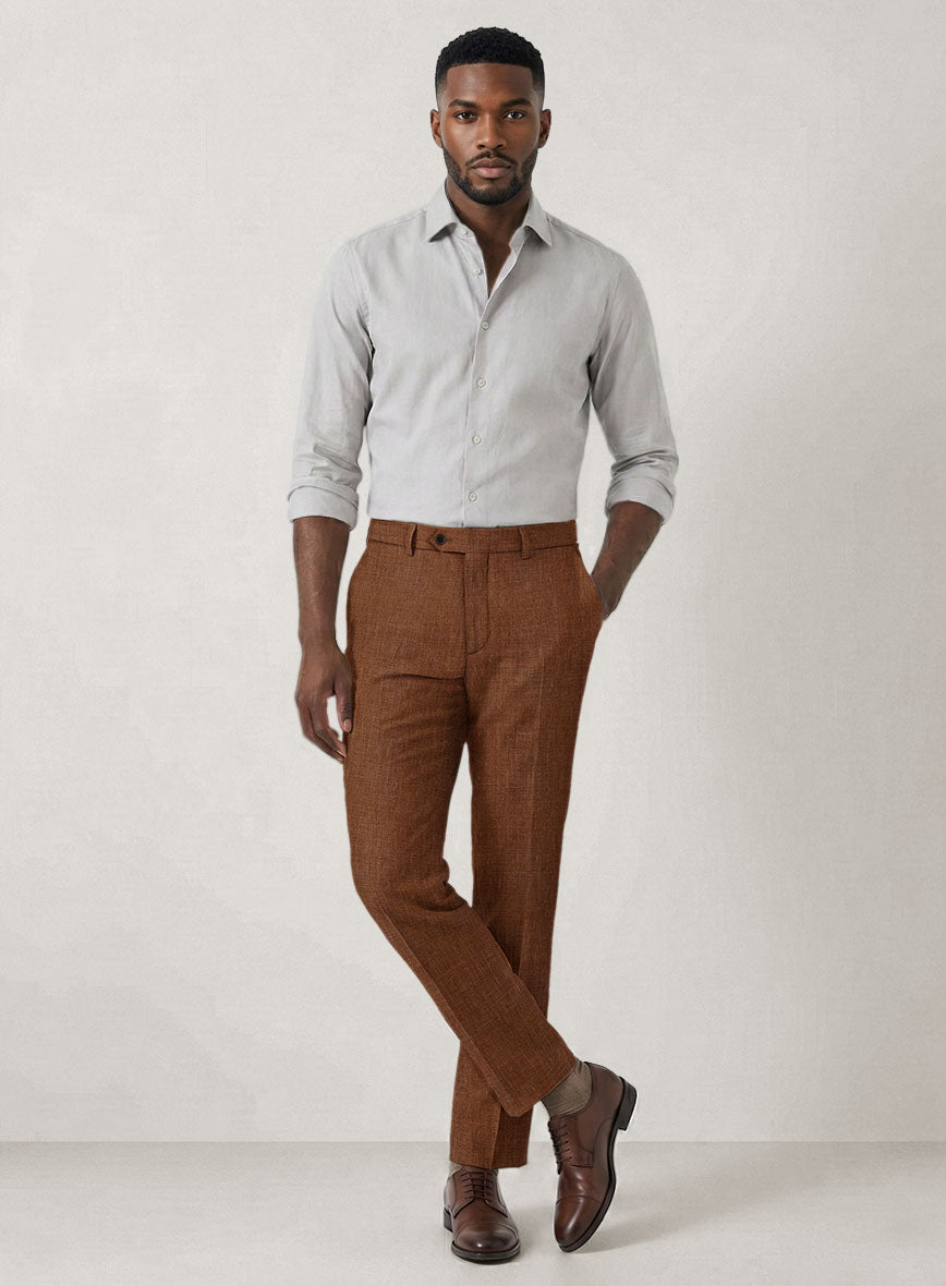 Italian Prato Rust Linen Pants - StudioSuits