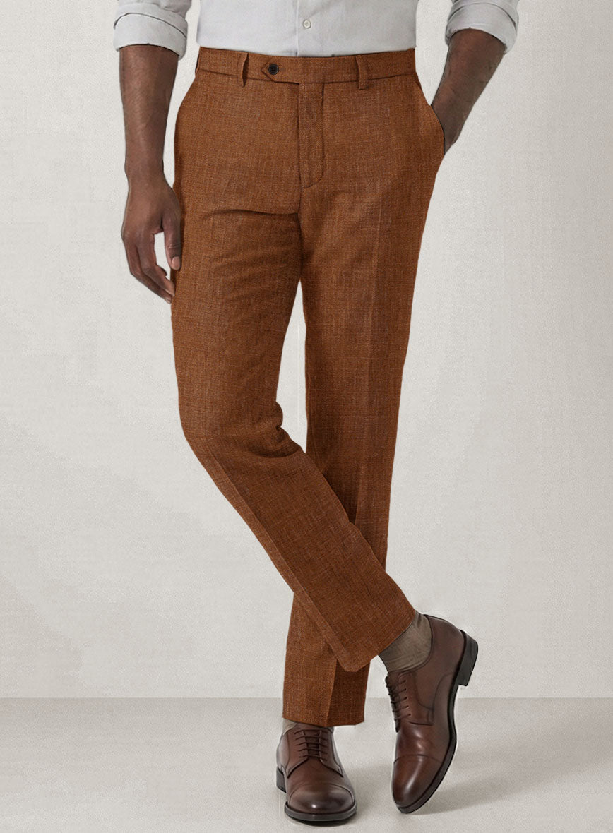Italian Prato Rust Linen Pants - StudioSuits