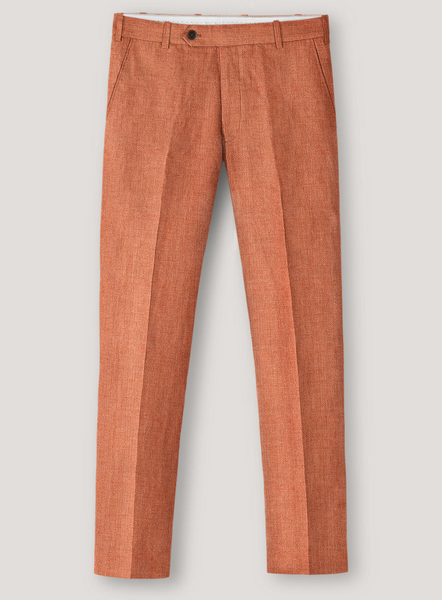 Italian Prato Terracotta Linen Pants - StudioSuits