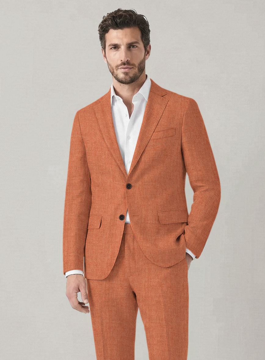 Italian Prato Terracotta Linen Jacket - StudioSuits