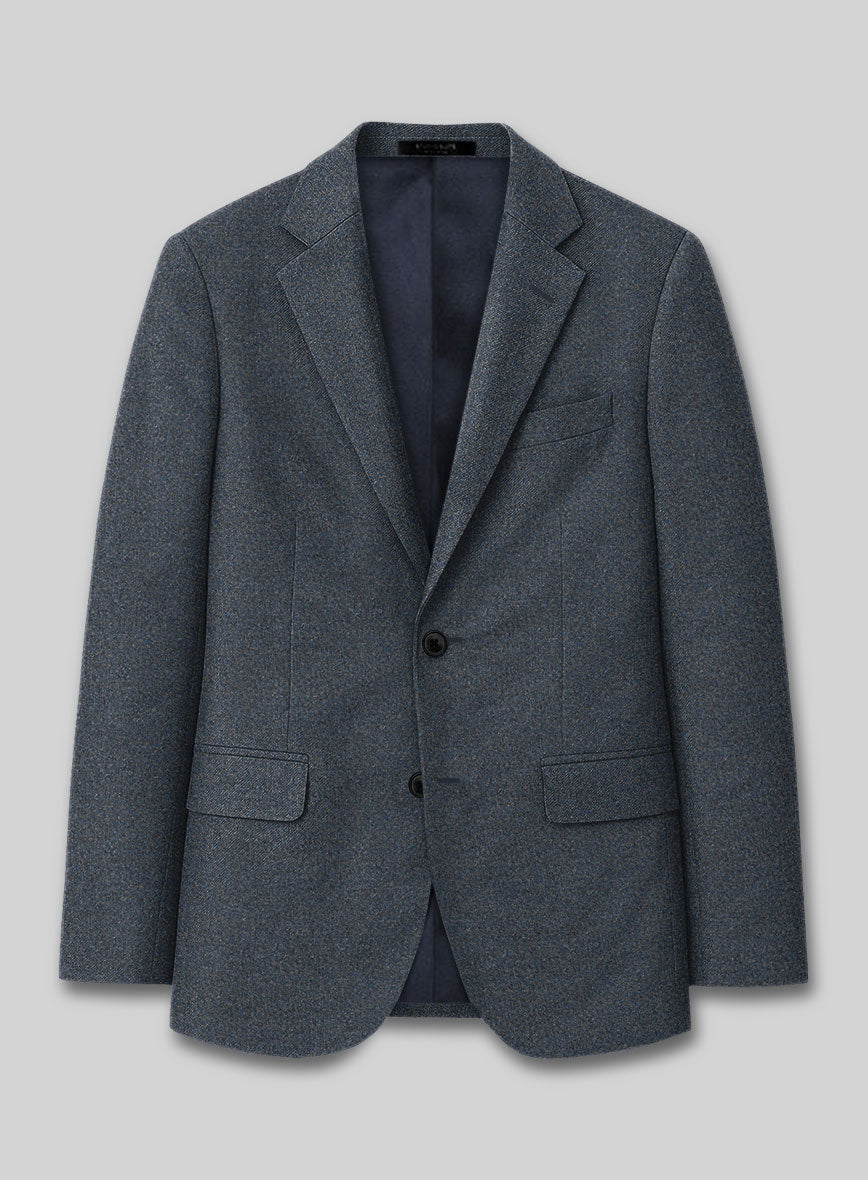 Italian Quelo Blue Twill Flannel Jacket - StudioSuits