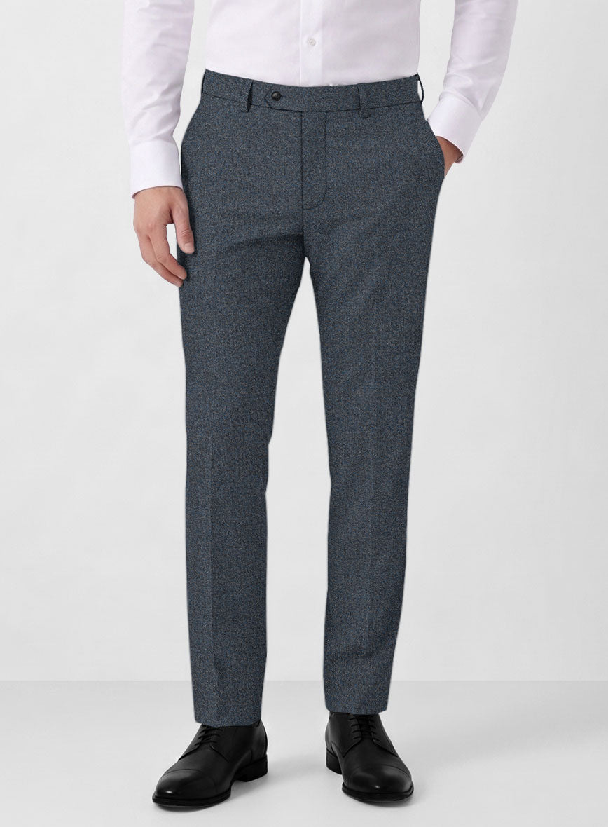 Italian Quelo Blue Twill Flannel Pants - StudioSuits