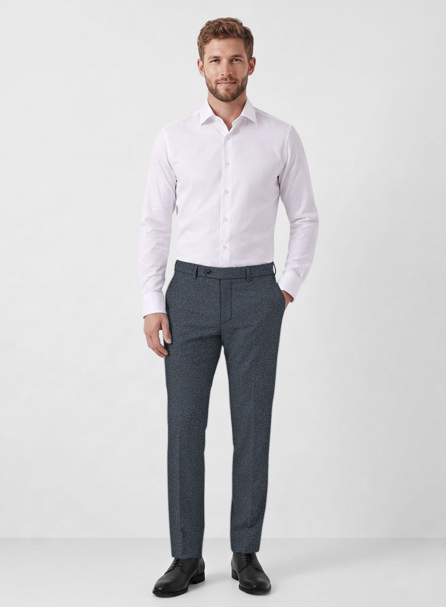 Italian Quelo Blue Twill Flannel Pants - StudioSuits