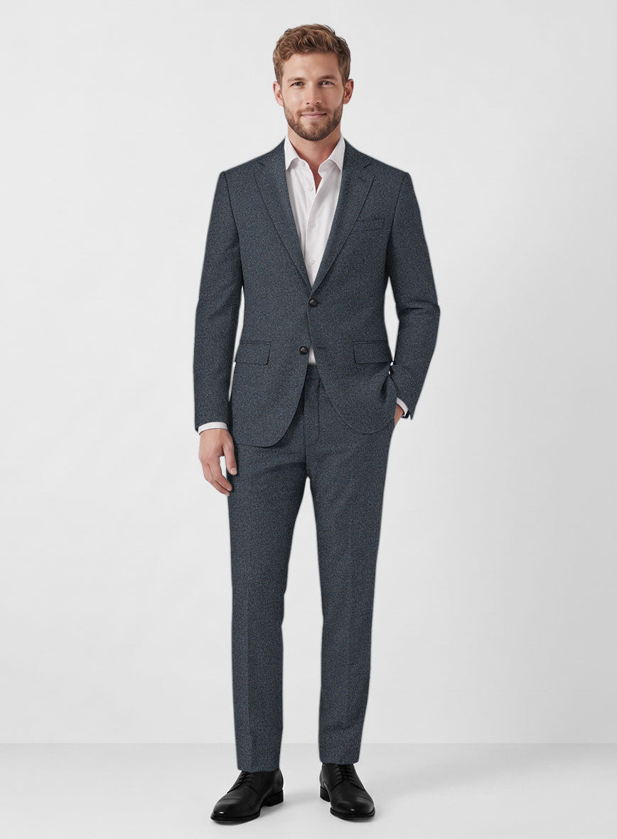 Italian Quelo Blue Twill Flannel Suit - StudioSuits