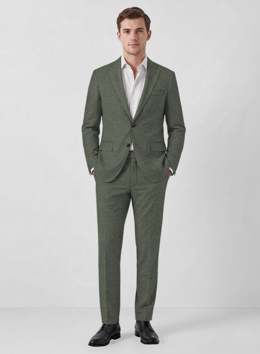Italian Quelo Green Twill Flannel Suit - StudioSuits