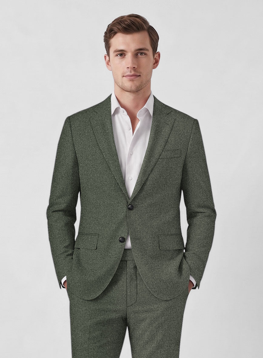Italian Quelo Green Twill Flannel Suit - StudioSuits