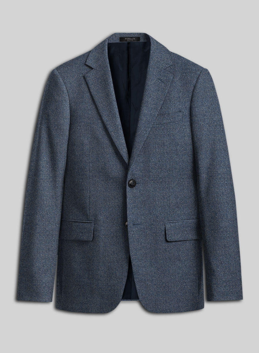 Italian Quelo Indigo Blue Twill Flannel Jacket - StudioSuits