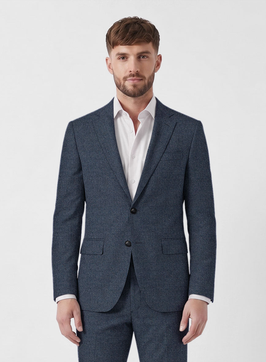 Italian Quelo Indigo Blue Twill Flannel Jacket - StudioSuits