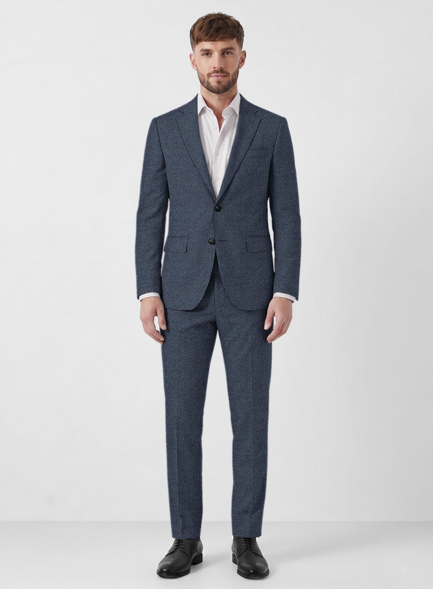 Italian Quelo Indigo Blue Twill Flannel Suit - StudioSuits