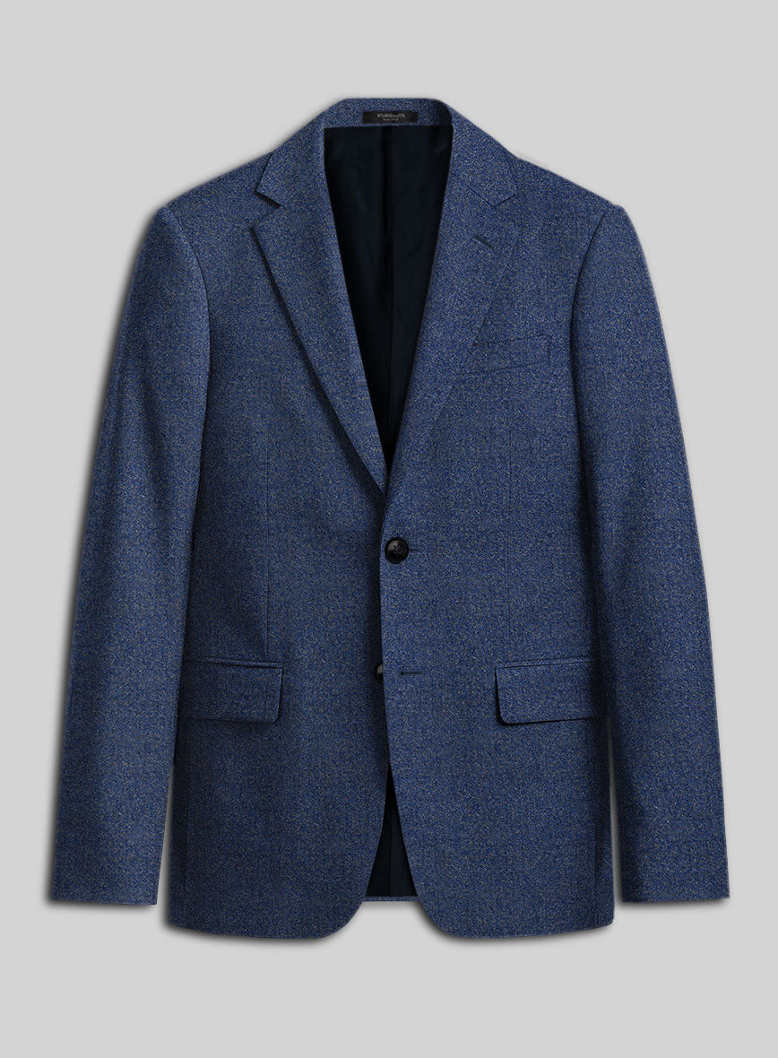 Italian Quelo Lapis Blue Twill Flannel Jacket - StudioSuits