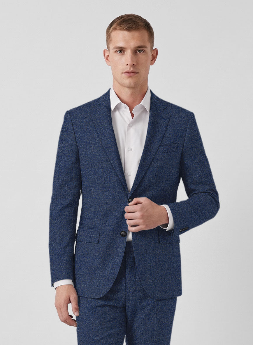 Italian Quelo Lapis Blue Twill Flannel Jacket - StudioSuits
