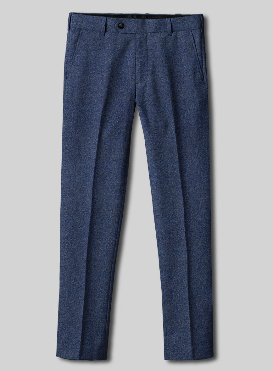 Italian Quelo Lapis Blue Twill Flannel Pants - StudioSuits
